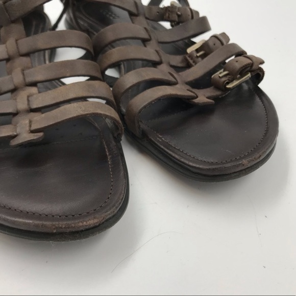 ECCO Flash Gladiator Sandals Brown Leather Flats Size 38 - Picture 5 of 11
